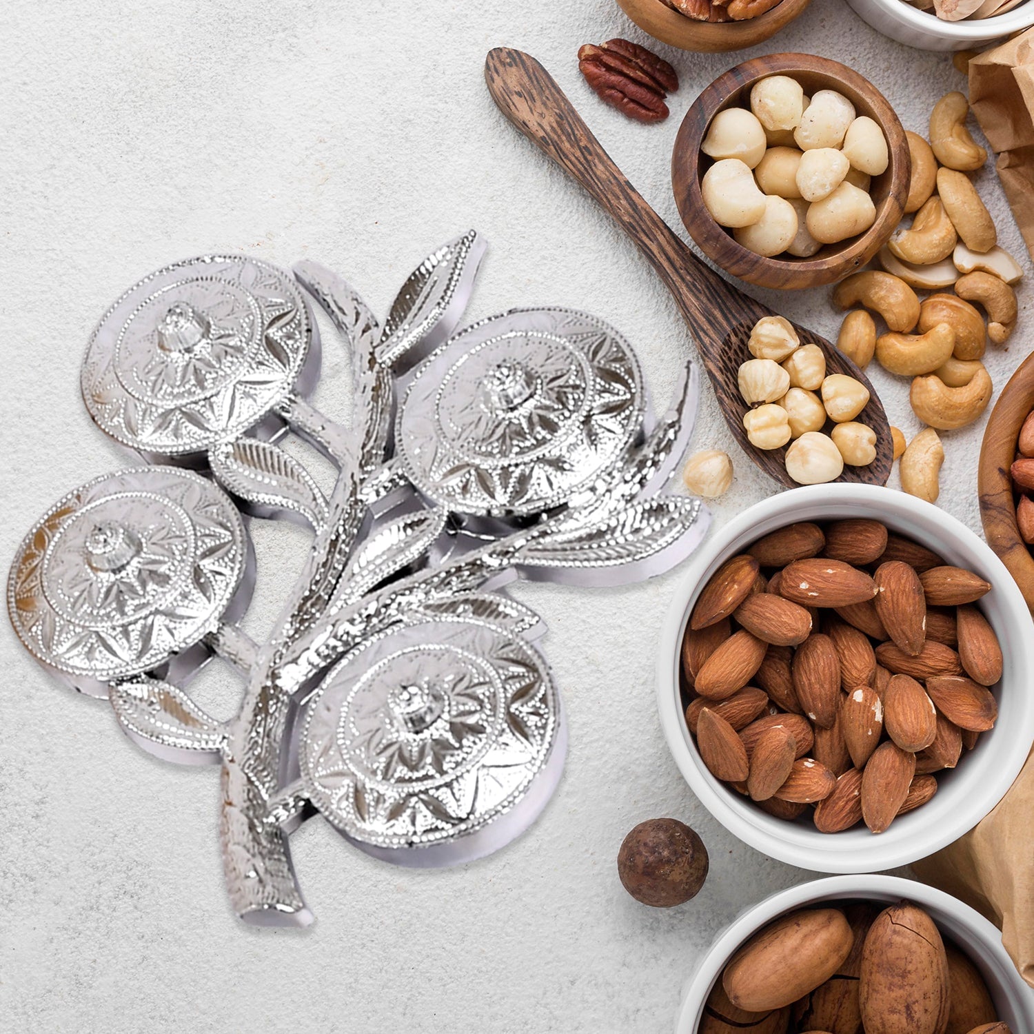 5283 Tree Shape 4 Compartment Mukhwas Dani Serving Tray For Home & Kitchen Use 5283 Tree Shape 4 Compartment Mukhwas Dani Serving Tray For Home & Kitchen Use